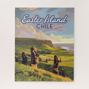 Quebra-cabeça Ilha páscoa Chile Moai Rapa Nui Polinésia Retro