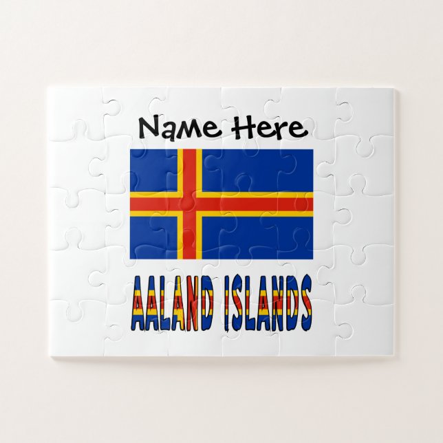 Quebra-cabeça Ilhas Aaland e Bandeira Ålander Personalizadas (Horizontal)