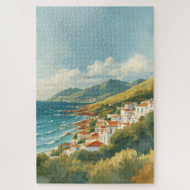 Quebra-cabeça Ilhas Baleares Viagem Francesa Riviera Vintage (Vertical)