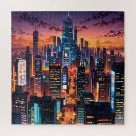 Quebra-cabeça Illustration of a big city at night
