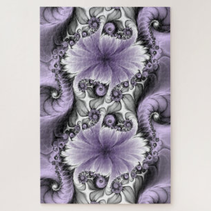 Quebra-cabeça Ilusão Lilás Arte Fantasia Floral Abstrata Fractal