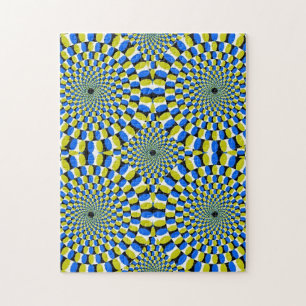 Quebra-cabeça Ilusão Óptica dos Círculos Azul e Amarelo - dur