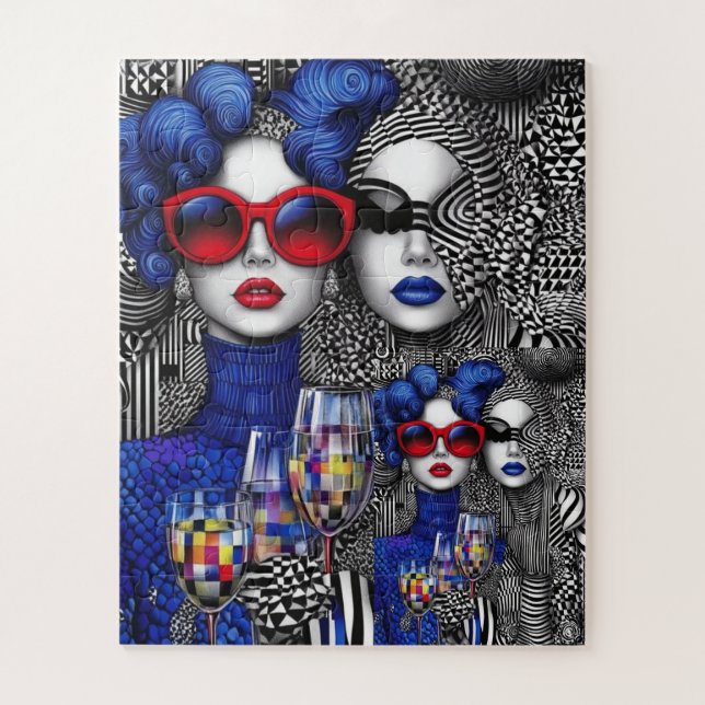Quebra-cabeça "Ilusões Negrosas: A Arte do Glam e da Geometria" (Vertical)