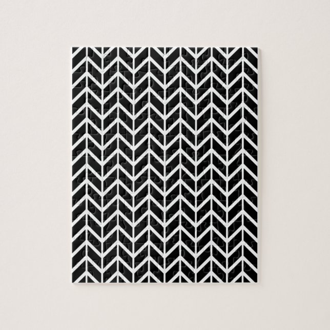 Quebra-cabeça Ilusões Ópticas Chevron Preto Arenque Branco (Vertical)