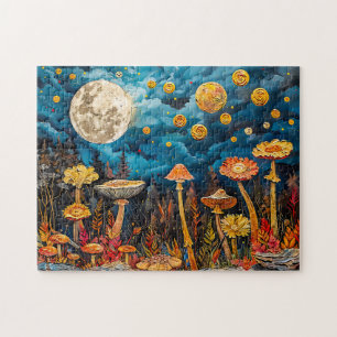 Quebra-cabeça Ilustração abstrata em aquarela da lua cheia sobre