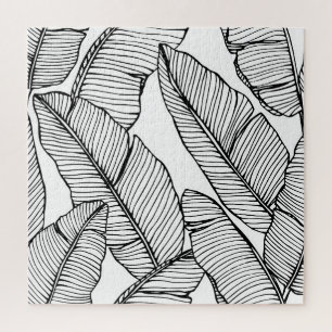 Quebra-cabeça Ilustração Branca Preta de Banana Leaf
