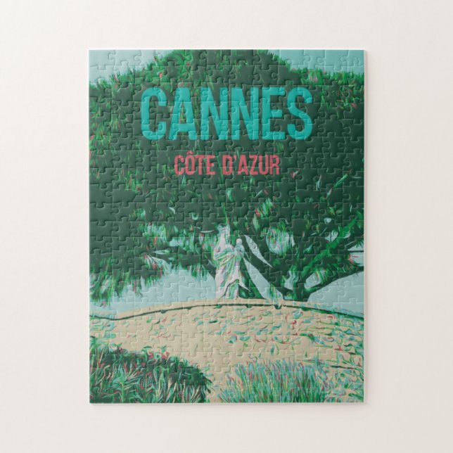 Quebra-cabeça Ilustração Cannes Côte d'Azur Le Suquet França (Vertical)