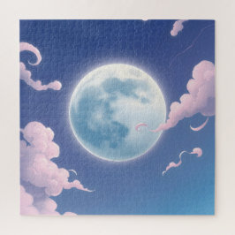 Quebra-cabeça Ilustração caprichosa e fofa da lua no céu noturno