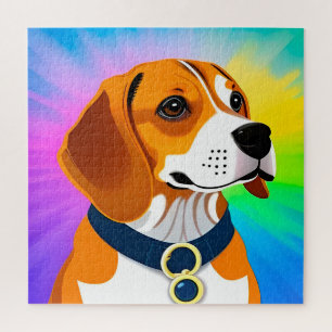 Quebra-cabeça Ilustração Colorida de Cachorro de Desenho Animado