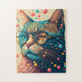 Quebra-cabeça Ilustração Colorida de Gato de Gatinho