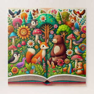 Quebra-cabeça Ilustração Colorida de Livro de Histórias de Anima