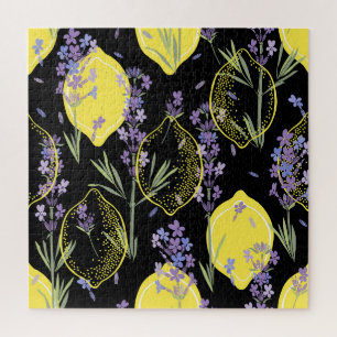 Quebra-cabeça Ilustração da colheita de limões de Lavanda floral