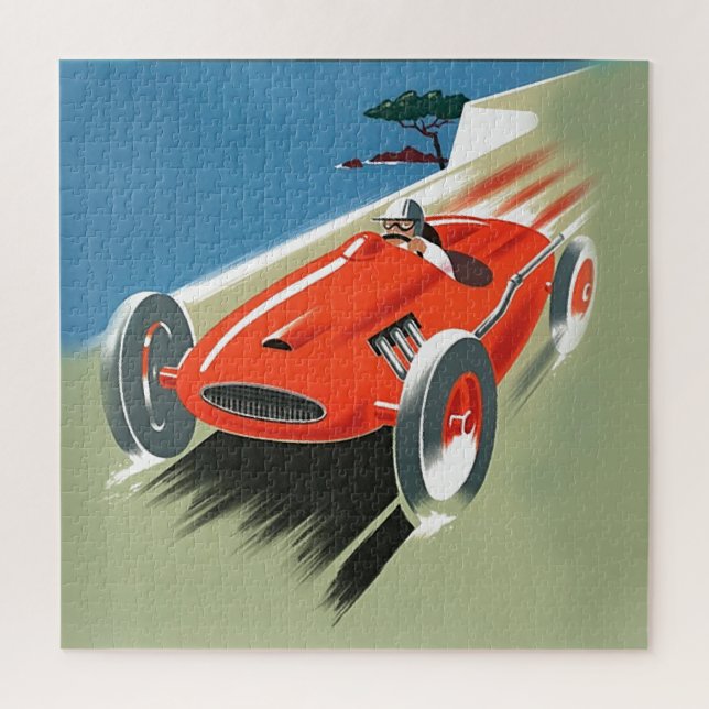 Quebra-cabeça Ilustração da Corrida Automóvel Vintage Cote D'Azu (Vertical)
