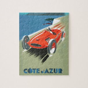 Quebra-cabeça Ilustração da Corrida Automóvel Vintage Cote D'Azu