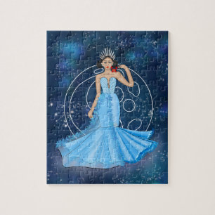 Quebra-cabeça Ilustração da Deusa do Cancer Zodiac com Lua
