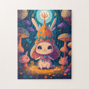 Quebra-cabeça Ilustração da Floresta Bunny Queen Fantasy