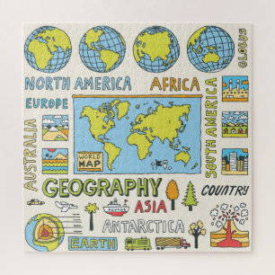 Quebra-cabeça Ilustração da Geografia da Vintagem Desenhada à Mã