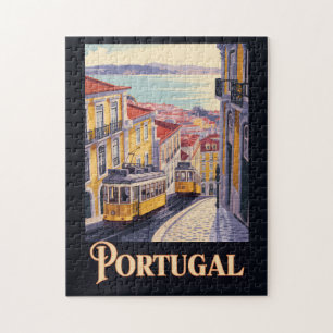 Quebra-cabeça Ilustração da paisagem urbana de Lisboa em Portuga