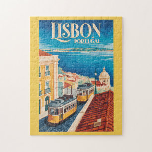 Quebra-cabeça Ilustração da paisagem urbana de Lisboa Portugal A