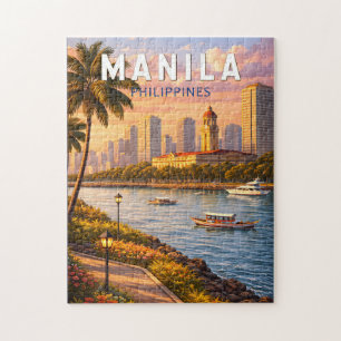 Quebra-cabeça Ilustração da paisagem urbana de Manila Filipinas