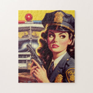 Quebra-cabeça Ilustração da Polícia de Vintage