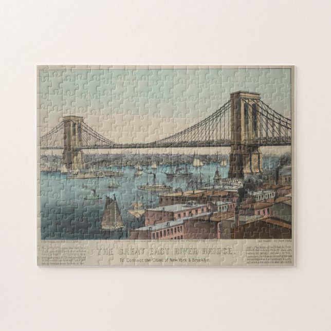 Quebra-cabeça Ilustração da ponte Vintage Brooklyn (1872) (Horizontal)