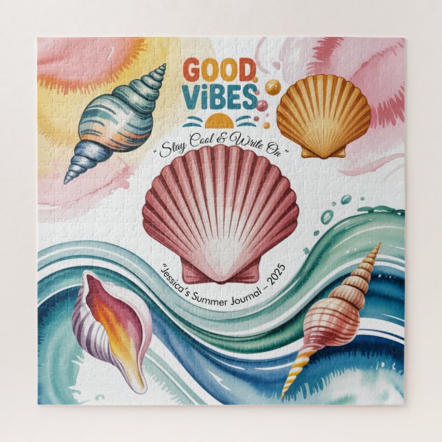 Quebra-cabeça Ilustração da Praia Retro da Summer Vibes (Vertical)
