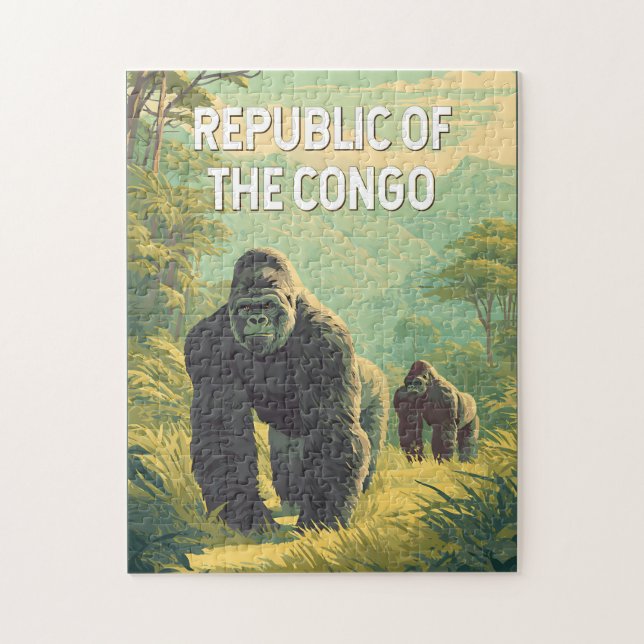Quebra-cabeça Ilustração da República do Congo Viagem Arte (Vertical)
