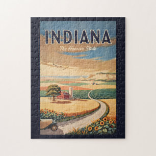 Quebra-cabeça Ilustração da Zona Rural de Indiana Arte de Viagem