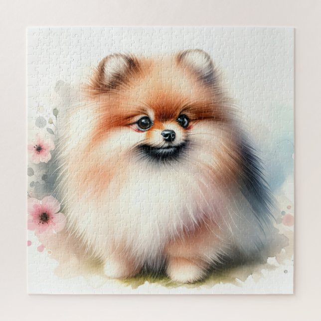 Quebra-cabeça Ilustração de aquarela da Pomerânia Cuta (Vertical)
