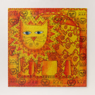 Quebra-cabeça Ilustração de Aquarela de Leão Padrão