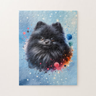 Quebra-cabeça Ilustração de aquarela pomeraniana preta