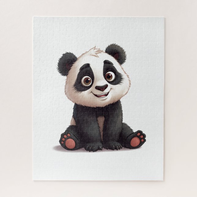 Quebra-cabeça Ilustração de Arte de Panda Sentado em Cartoon (Vertical)