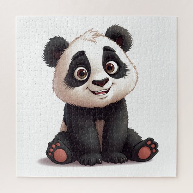 Quebra-cabeça Ilustração de Arte de Panda Sentado em Cartoon (Vertical)