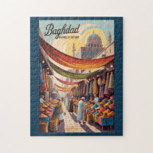 Quebra-cabeça Ilustração de Bagdá Iraque Viagem Arte Vintage