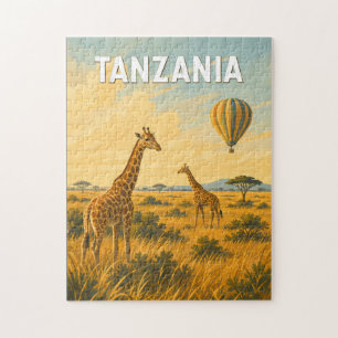Quebra-cabeça Ilustração de Balão de Ar Quente da Tanzânia Arte 