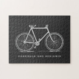 Quebra-cabeça Ilustração de Bicicleta Vintage em Preto Personali