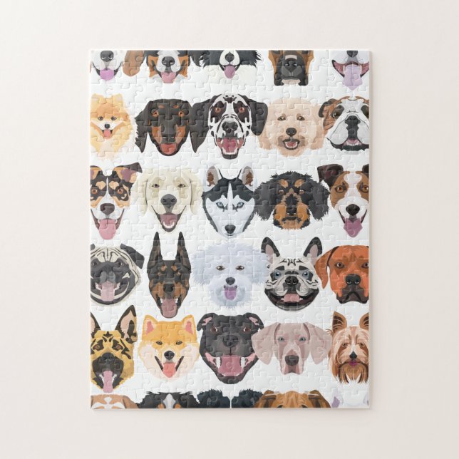 Quebra-cabeça Ilustração de cães felizes sem costura (Vertical)