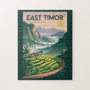 Quebra-cabeça Ilustração de Campos do Timor-Leste Viagem Arte Vi