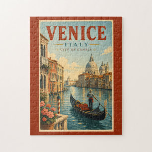 Quebra-cabeça Ilustração de Canais de Veneza Itália Arte de Viag