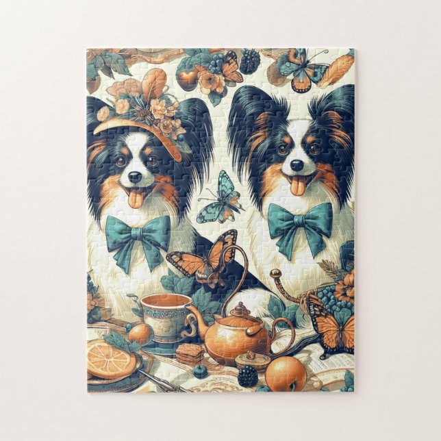 Quebra-cabeça Ilustração de Cão Papillon Bonito (Vertical)