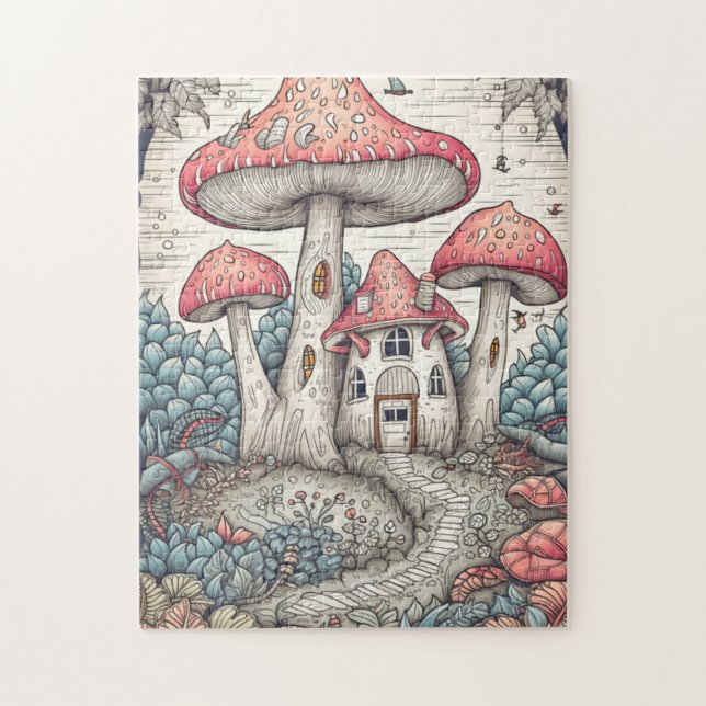 Quebra-cabeça Ilustração de Casa Psicotrópica Vintage (Vertical)