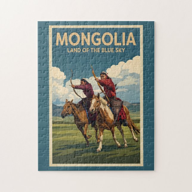 Quebra-cabeça Ilustração de Cavaleiros da Mongólia Arte de Viage (Vertical)