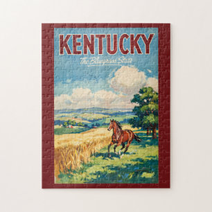 Quebra-cabeça Ilustração de Cavalos de Kentucky Arte de Viagem V
