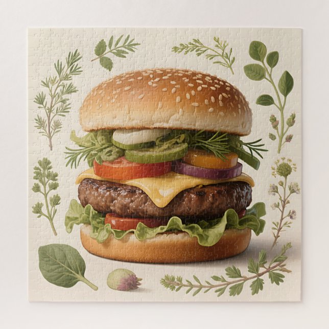Quebra-cabeça Ilustração de Cheeseburger Gourmet (Vertical)