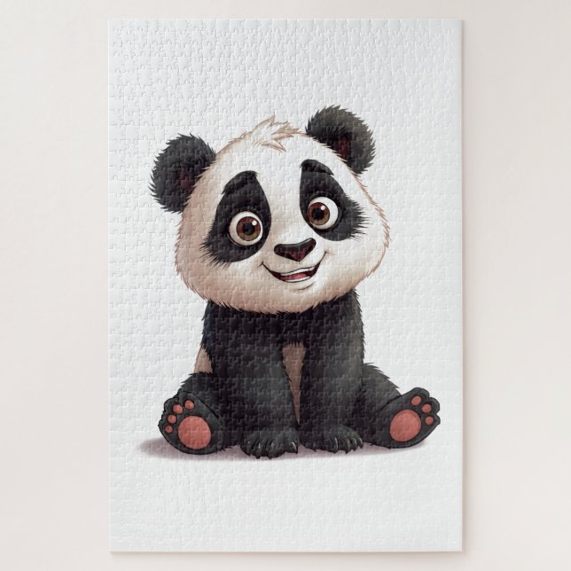 Quebra-cabeça Ilustração de Desenho Animado de Urso Panda Sentad (Vertical)