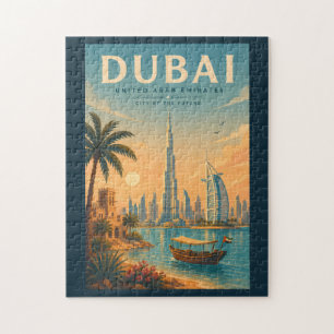 Quebra-cabeça Ilustração de Dubai UAE Viagem Arte Vintage