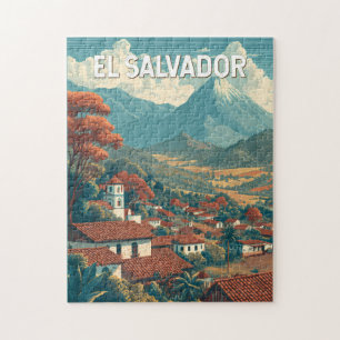 Quebra-cabeça Ilustração de El Salvador Viagem Arte Vintage