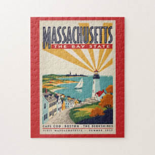 Quebra-cabeça Ilustração de Farol de Massachusetts Arte de Viage