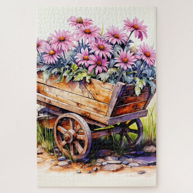 Quebra-cabeça Ilustração de Flor de Aster Recém-Colhida (Vertical)